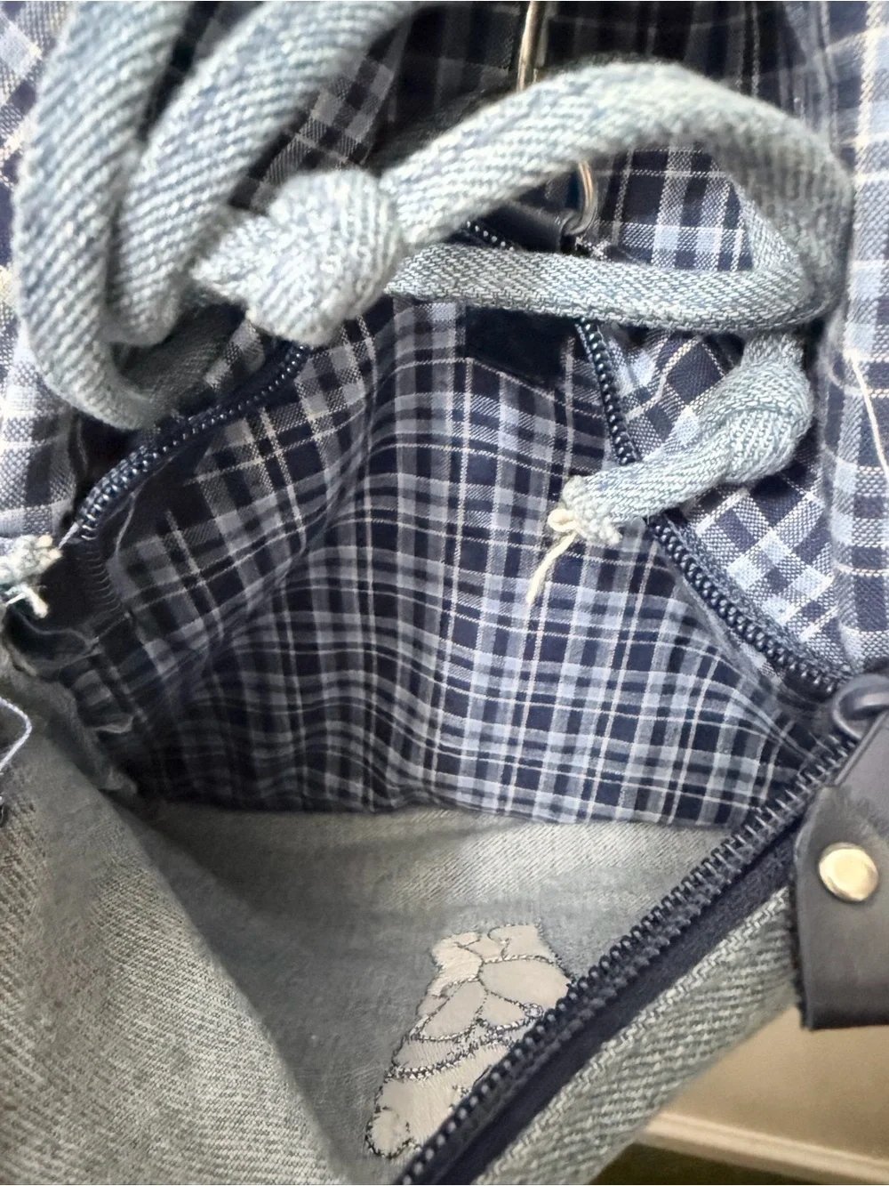 Vintage 90s Denim Jean Plaid Winnie The Pooh Floral Book Bag Character School